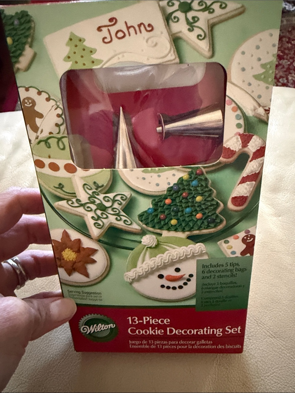 Wilton Cookie Decorating Set - Green & Red Packaging with Silver Tips